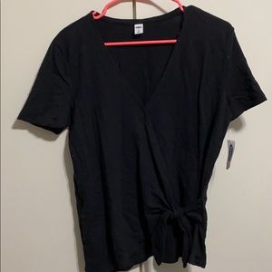 Old navy wrap front sweater top black size m tall